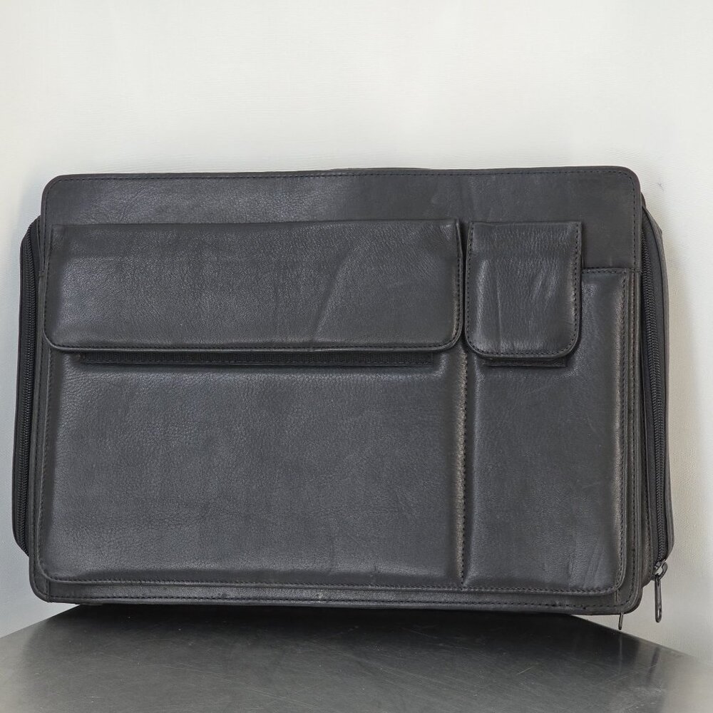 Custom Leather zip-close Portfolio, NEW (Deadstock)